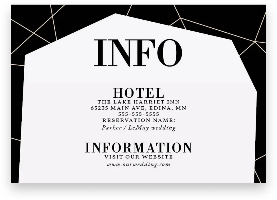 This is a 5" x 3½" Wedding Invitation Enclosure Card called Shining Facets printed in full color on Premium Smooth paper