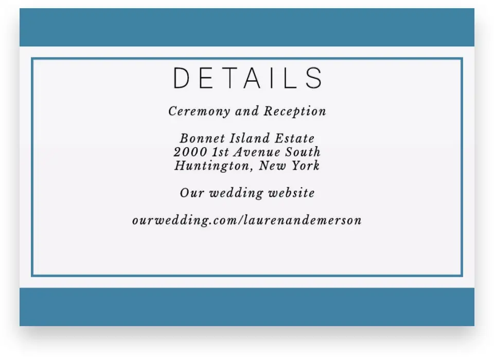 This is a 5" x 3½" Wedding Invitation Enclosure Card called Modern Brush printed in full color with Silver foil on Luxe Satin (coated) paper
