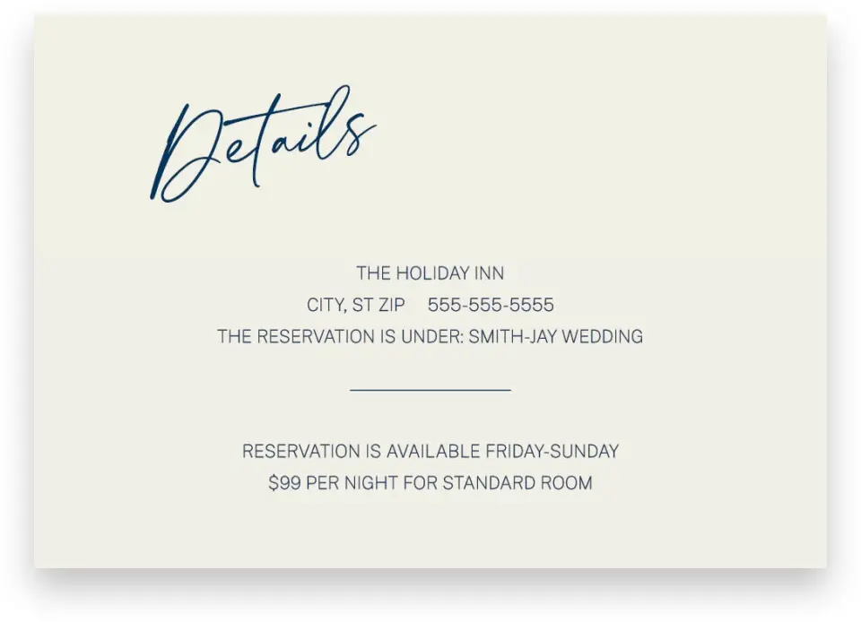 This is a 5" x 3½" Wedding Invitation Enclosure Card called Lustrous Lines printed in full color on Premium Smooth paper