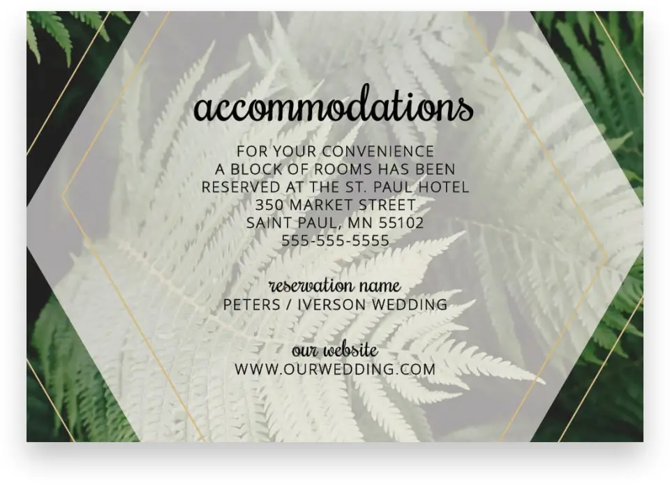 This is a 5" x 3½" Wedding Invitation Enclosure Card called Geometric Garden printed in full color on Premium Smooth paper