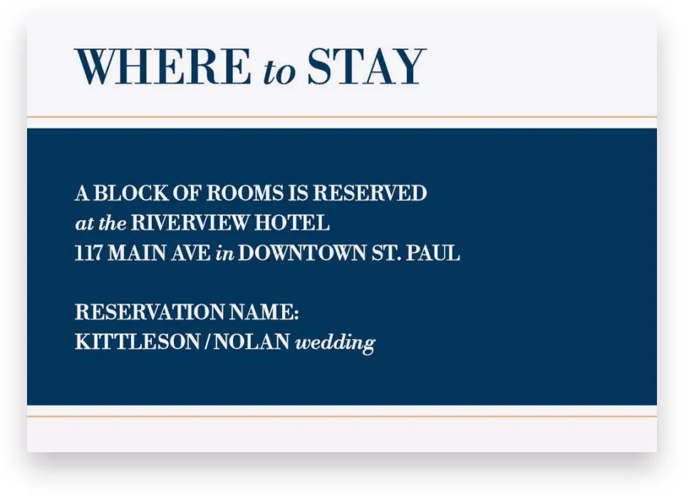 This is a 5" x 3½" Wedding Invitation Enclosure Card called Chic Editorial printed in full color on Premium Smooth paper