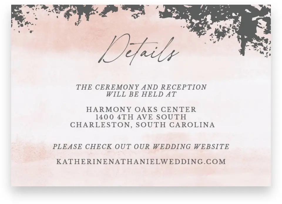 This is a 5" x 3½" Wedding Invitation Enclosure Card called Chic Patina printed in full color on Premium Smooth paper