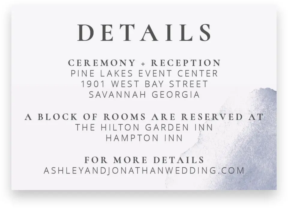 This is a 5" x 3½" Wedding Invitation Enclosure Card called Stroke of Luck printed in full color on Premium Smooth paper