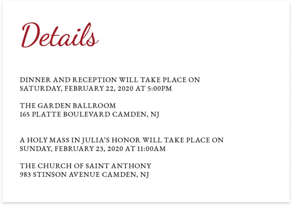 This is a 5" x 3½" Wedding Invitation Enclosure Card called Milestone Moments printed in full color on Premium Smooth paper