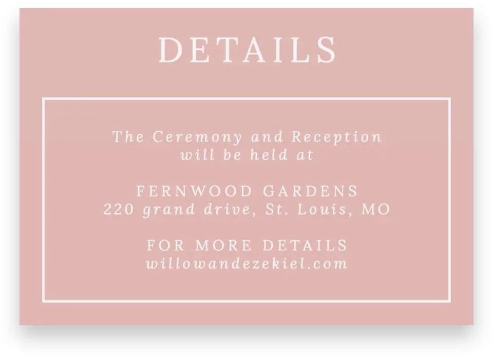 This is a 5" x 3½" Wedding Invitation Enclosure Card called Fantasia Garden printed in full color on Premium Smooth paper