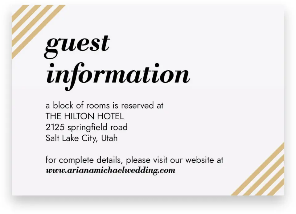 This is a 5" x 3½" Wedding Invitation Enclosure Card called Forever Gilded printed in full color on Premium Smooth paper