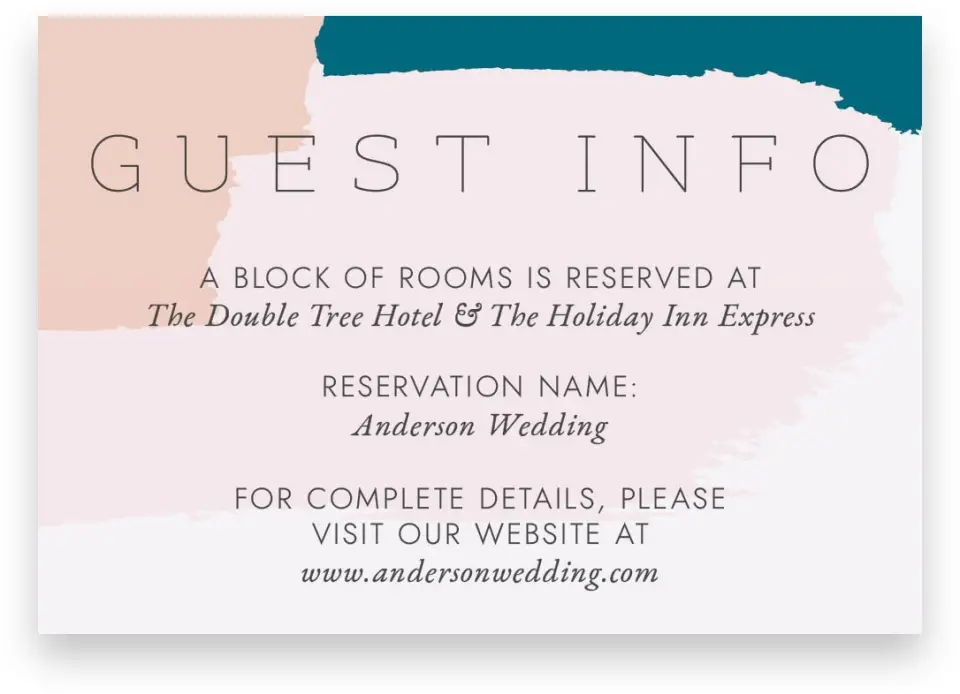 This is a 5" x 3½" Wedding Invitation Enclosure Card called Bold Brushstrokes printed in full color on Premium Smooth paper