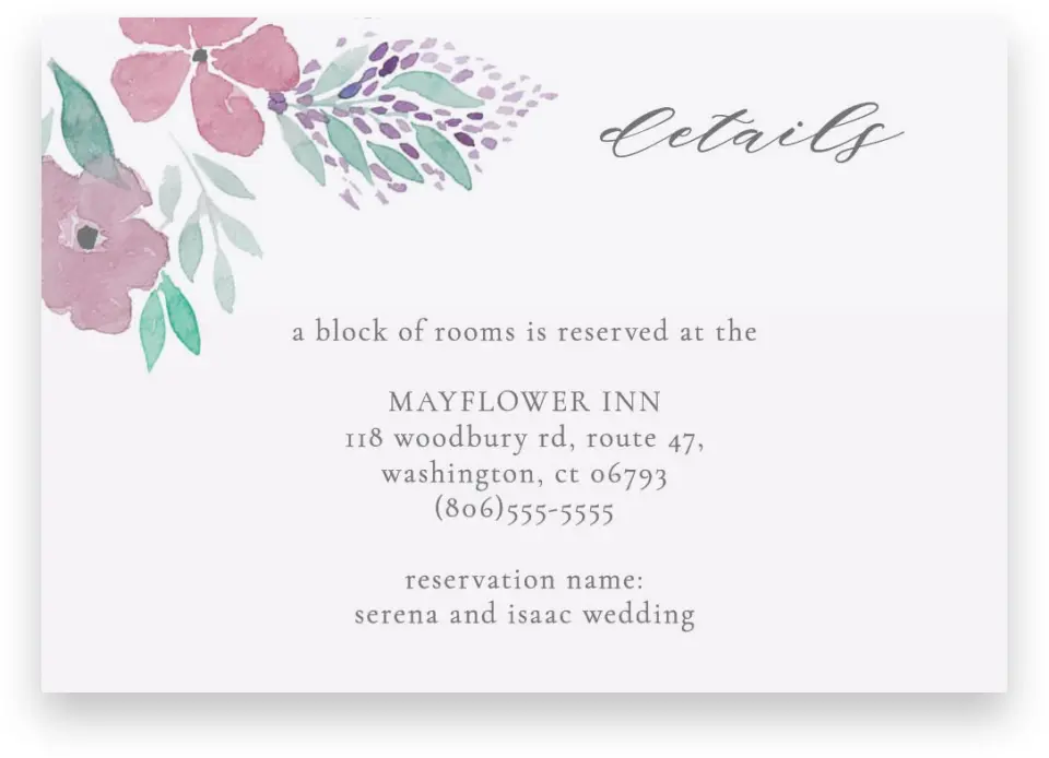 This is a 5" x 3½" Wedding Invitation Enclosure Card called Antique Splendor printed in full color on Premium Smooth paper