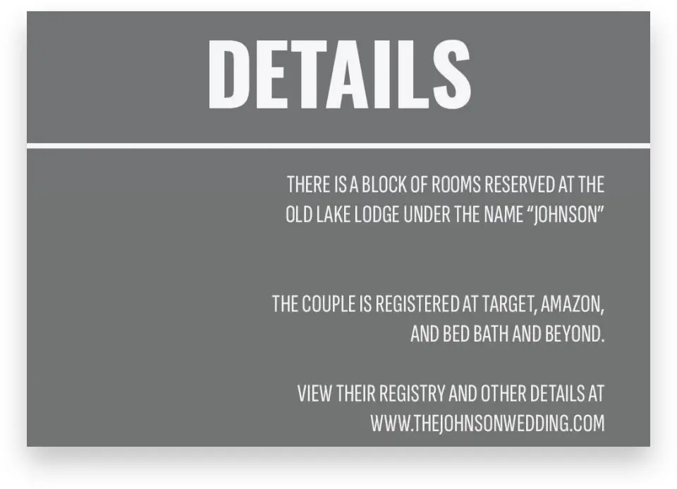 This is a 5" x 3½" Wedding Invitation Enclosure Card called Stunning Symmetry printed in full color on Premium Smooth paper