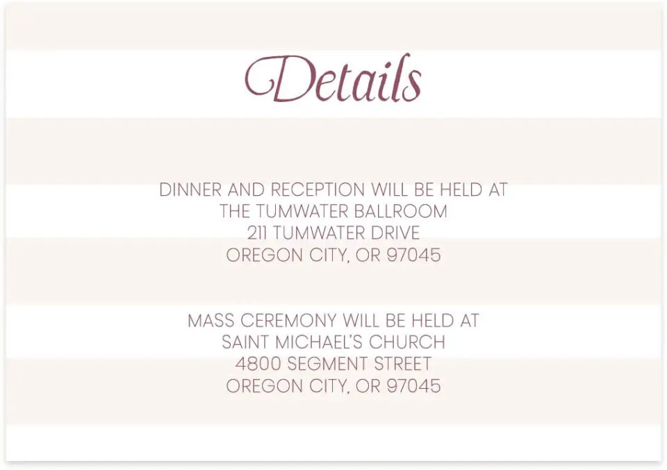 This is a 5" x 3½" Wedding Invitation Enclosure Card called Gracefully Fifteen printed in full color on Premium Smooth paper