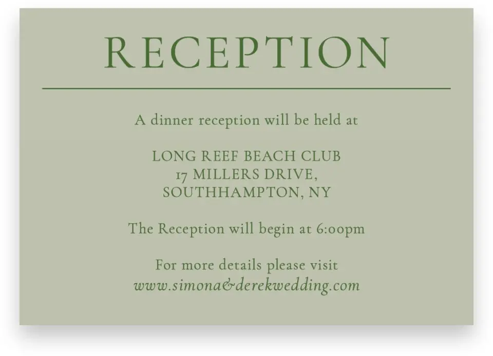 This is a 5" x 3½" Wedding Invitation Enclosure Card called Rustic Grace printed in full color on Premium Smooth paper