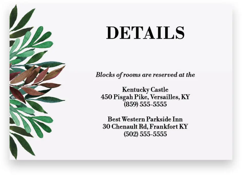 This is a 5" x 3½" Wedding Invitation Enclosure Card called Graceful Frame printed in full color on Premium Smooth paper
