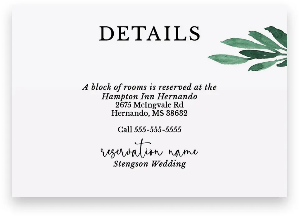 This is a 5" x 3½" Wedding Invitation Enclosure Card called Breathtaking Boughs printed in full color on Premium Smooth paper
