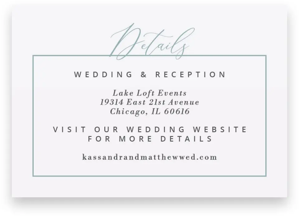 This is a 5" x 3½" Wedding Invitation Enclosure Card called Eternal Love printed in full color on Premium Smooth paper