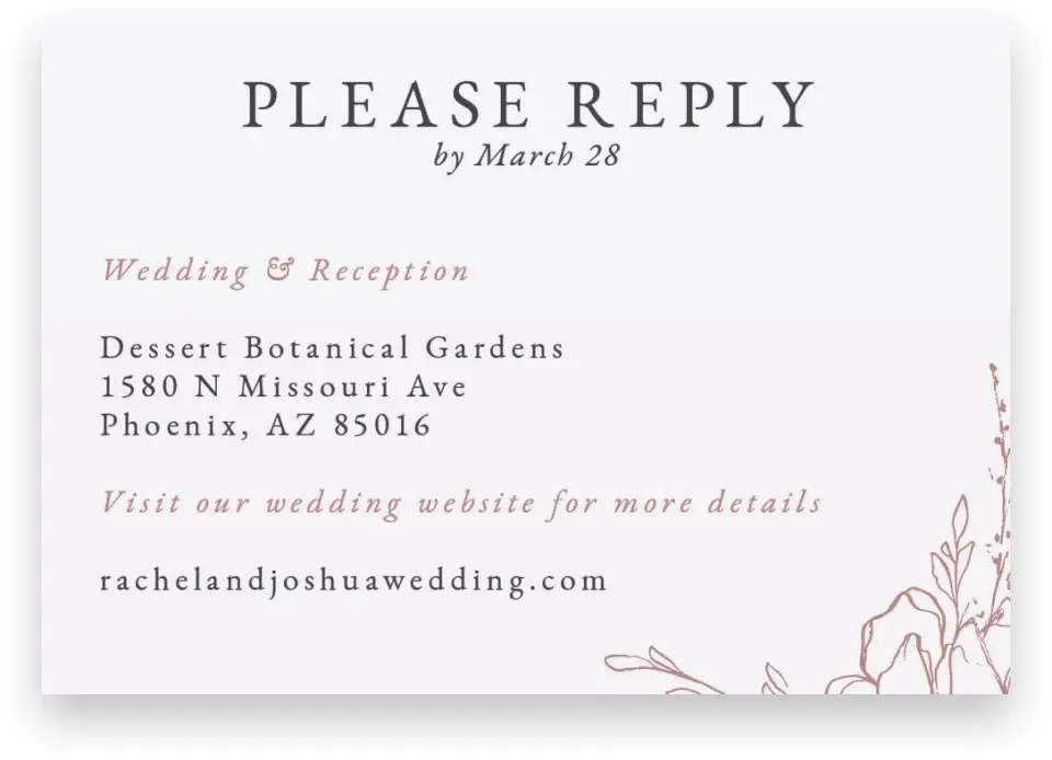 This is a 5" x 3½" Wedding Invitation Enclosure Card called Blooming Rose printed in full color on Premium Smooth paper