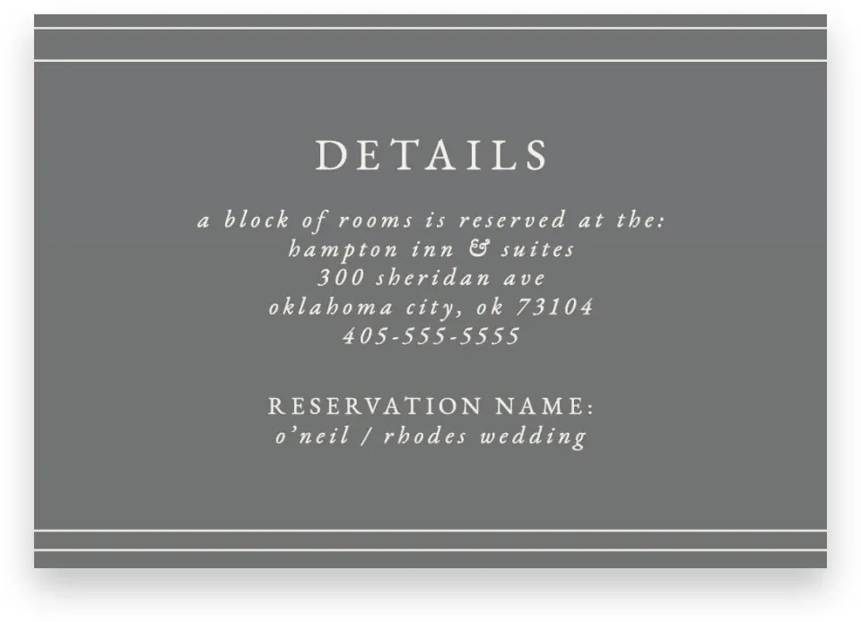 This is a 5" x 3½" Wedding Invitation Enclosure Card called Harmonious Stripes printed in full color on Premium Smooth paper