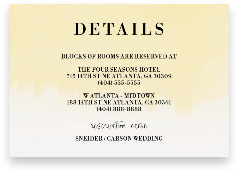 This is a 5" x 3½" Wedding Invitation Enclosure Card called Cascading Light printed in full color on Premium Smooth paper