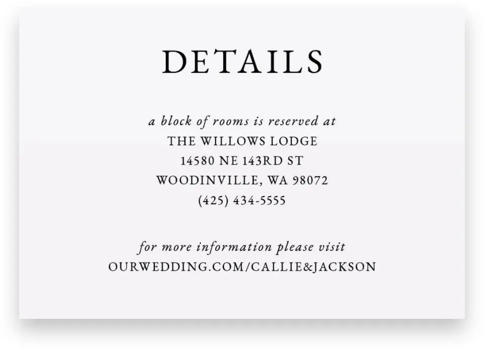 This is a 5" x 3½" Wedding Invitation Enclosure Card called Garden Dream printed in full color on Premium Smooth paper