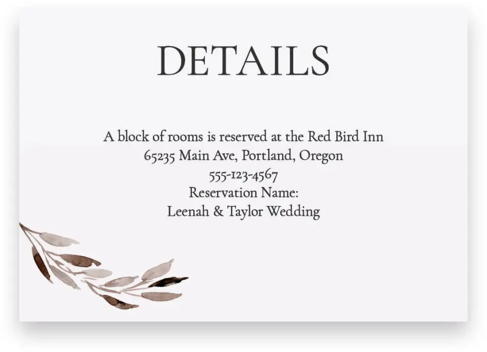 This is a 5" x 3½" Wedding Invitation Enclosure Card called Eternal Autumn printed in full color on Premium Smooth paper