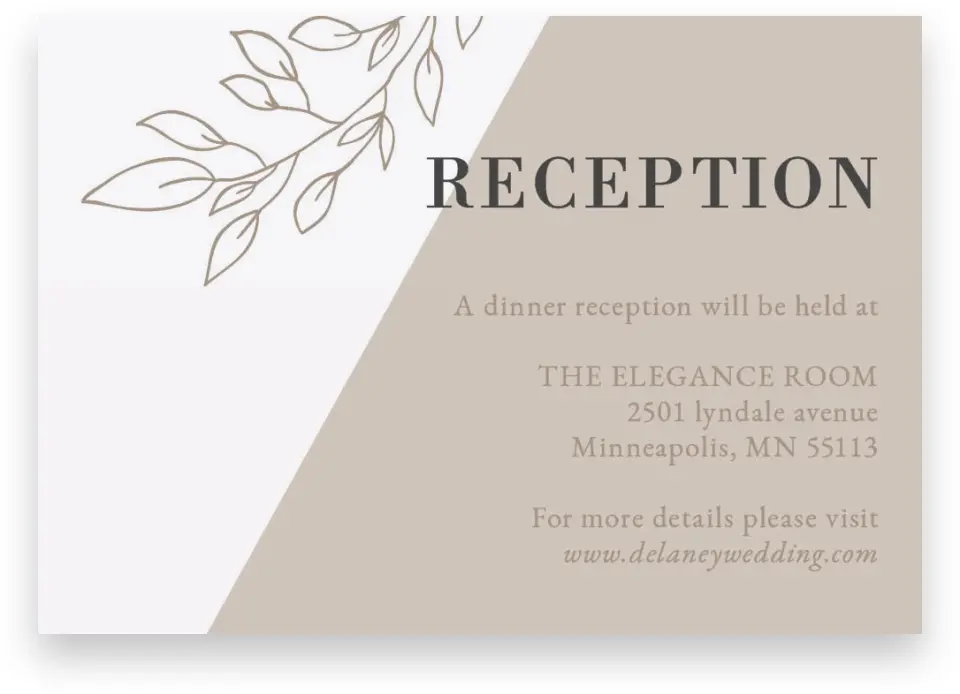 This is a 5" x 3½" Wedding Invitation Enclosure Card called Delicate Splendor printed in full color on Premium Smooth paper