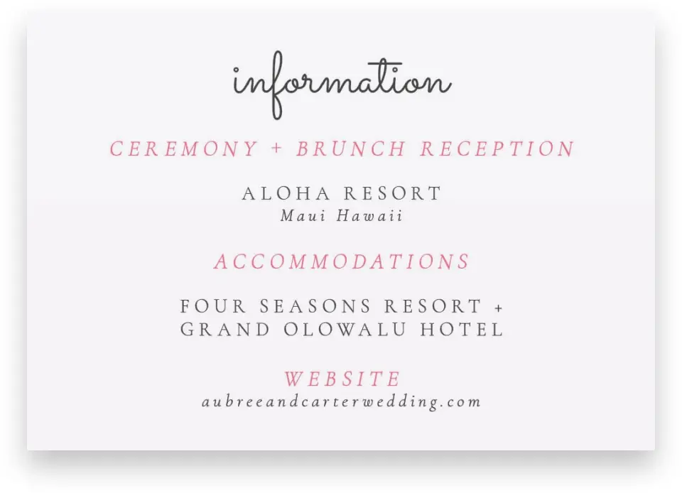 This is a 5" x 3½" Wedding Invitation Enclosure Card called Paradise of Love printed in full color on Premium Smooth paper