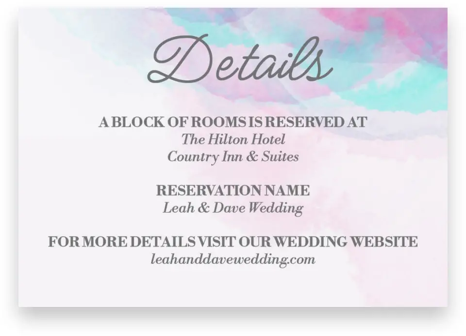 This is a 5" x 3½" Wedding Invitation Enclosure Card called Joyful Enchantment printed in full color on Premium Smooth paper