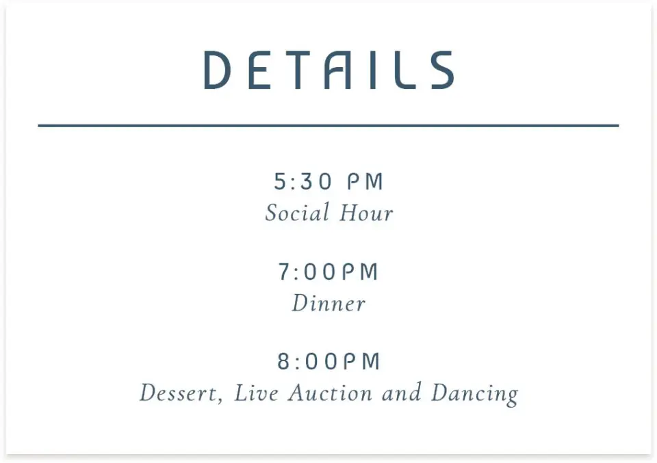 This is a 5" x 3½" Gala Invitation Enclosure Card called Gracious Gala printed in full color on Premium Smooth paper