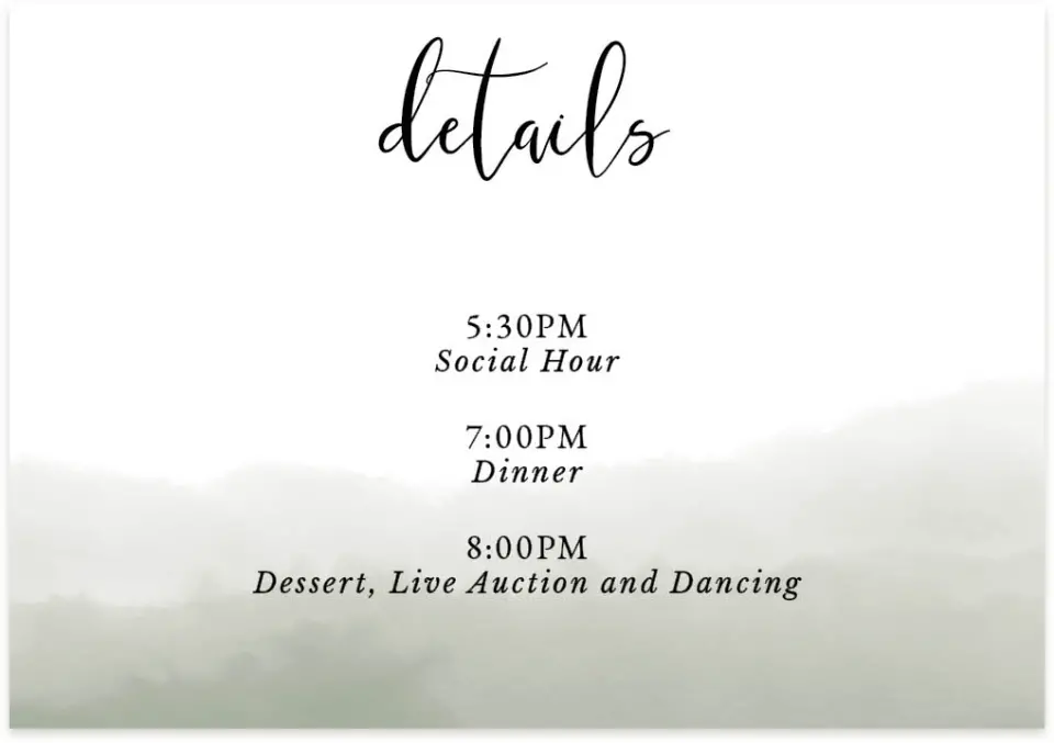 This is a 5" x 3½" Gala Invitation Enclosure Card called Night of Giving printed in full color on Premium Smooth paper