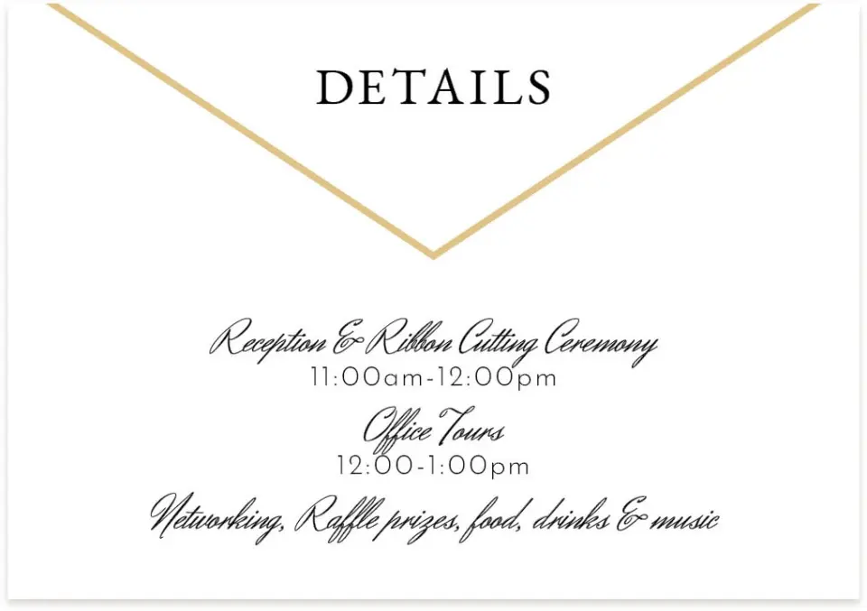 This is a 5" x 3½" Gala Invitation Enclosure Card called Cut the Ribbon printed in full color on Premium Smooth paper