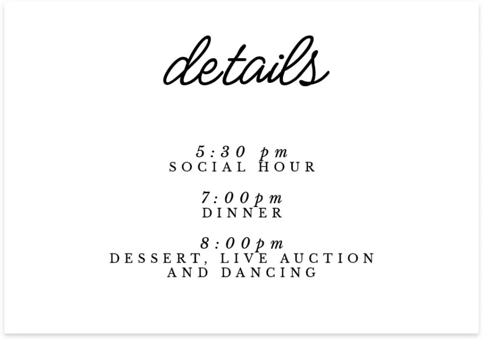 This is a 5" x 3½" Gala Invitation Enclosure Card called Classic Charity Gala printed in full color on Premium Smooth paper
