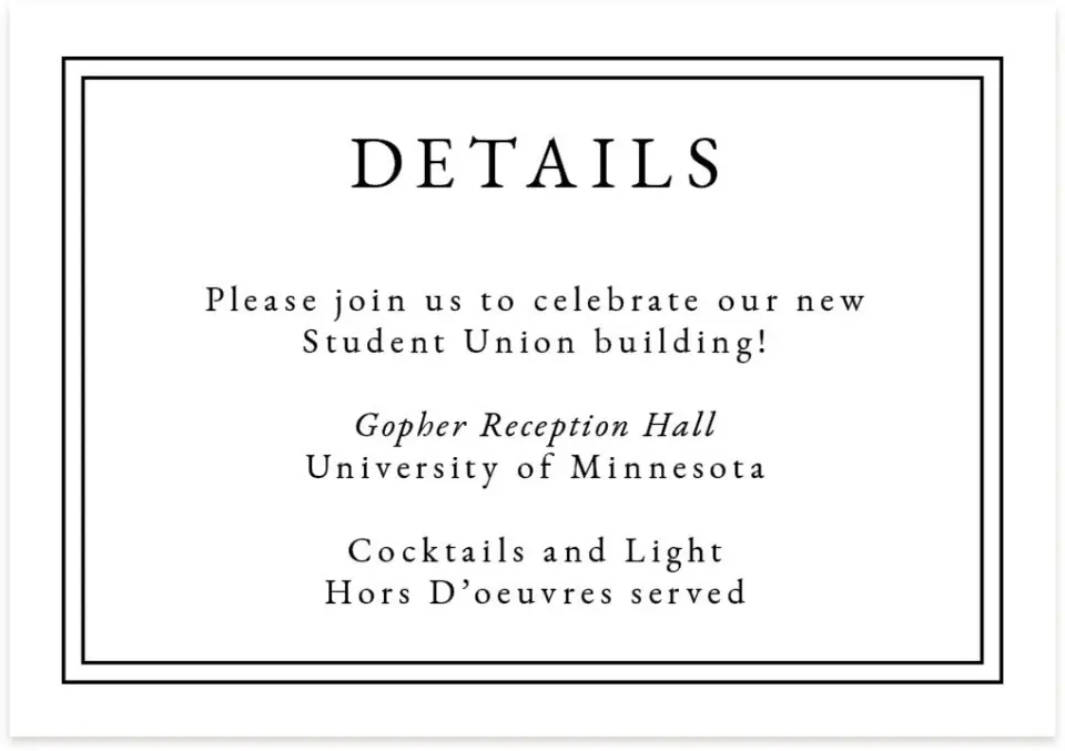 This is a 5" x 3½" Gala Invitation Enclosure Card called The Great Debut printed in full color on Premium Smooth paper