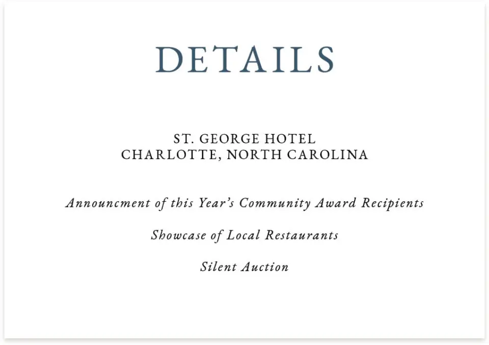 This is a 5" x 3½" Gala Invitation Enclosure Card called Annual Celebration printed in full color on Premium Smooth paper