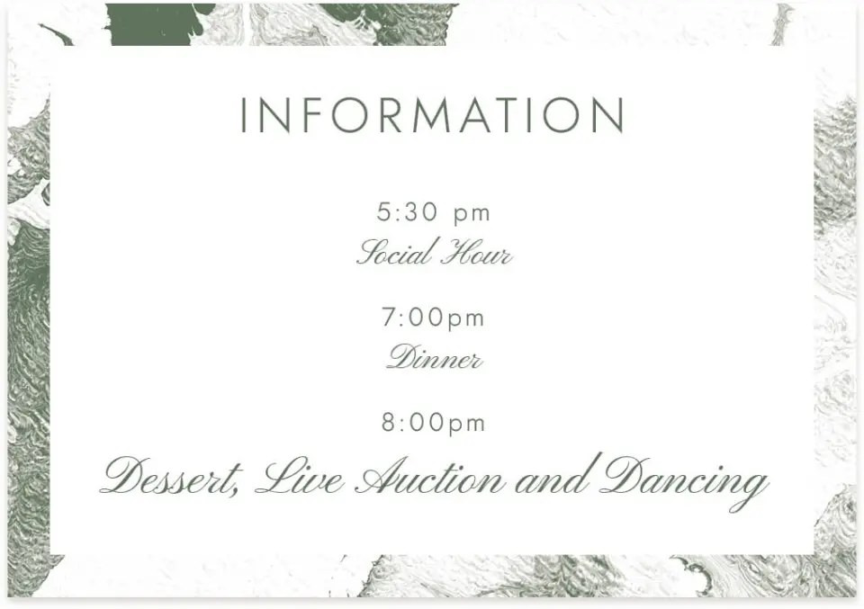 This is a 5" x 3½" Gala Invitation Enclosure Card called Grand Occasion printed in full color on Premium Smooth paper