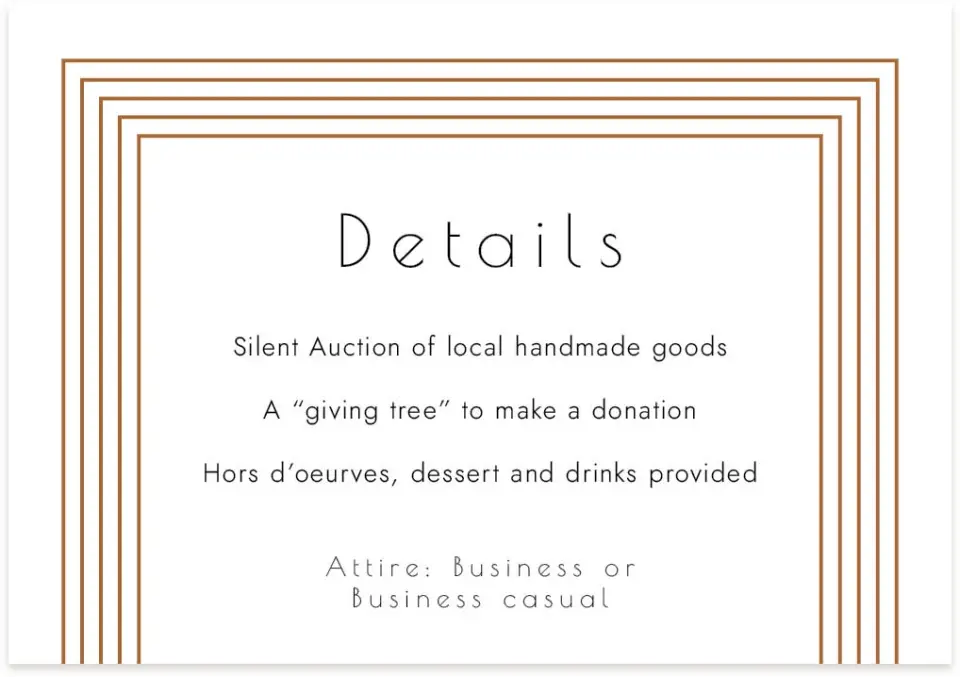 This is a 5" x 3½" Gala Invitation Enclosure Card called Elegant Banquet printed in full color on Premium Smooth paper