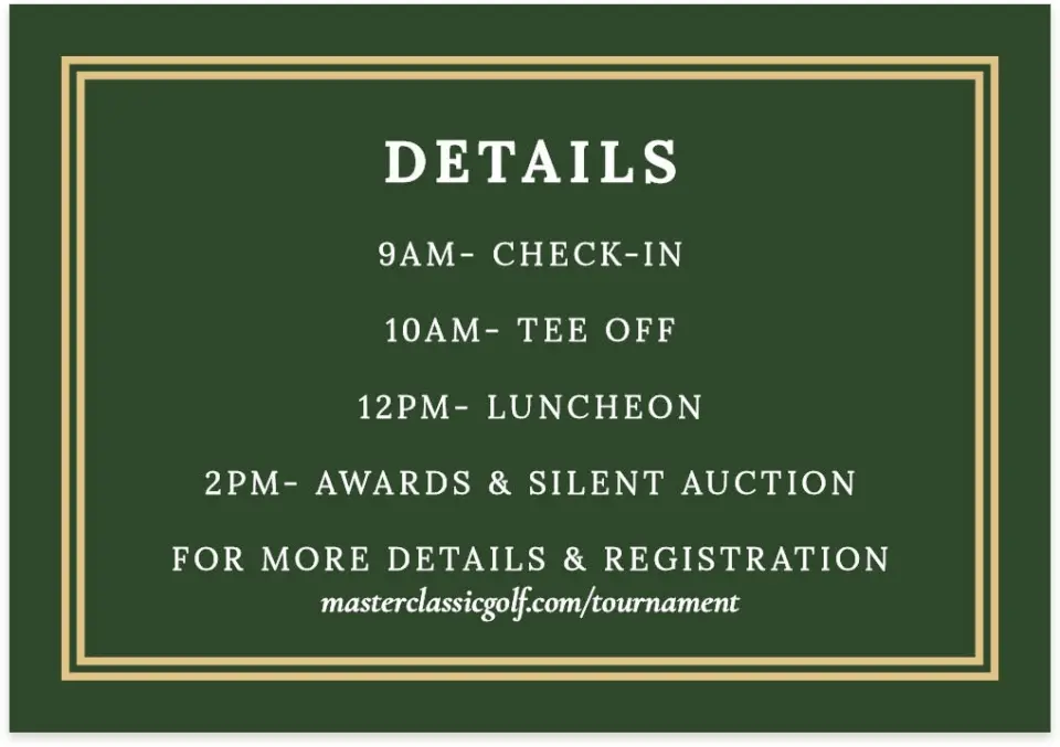 This is a 5" x 3½" Gala Invitation Enclosure Card called Classic Tournament printed in full color on Premium Smooth paper