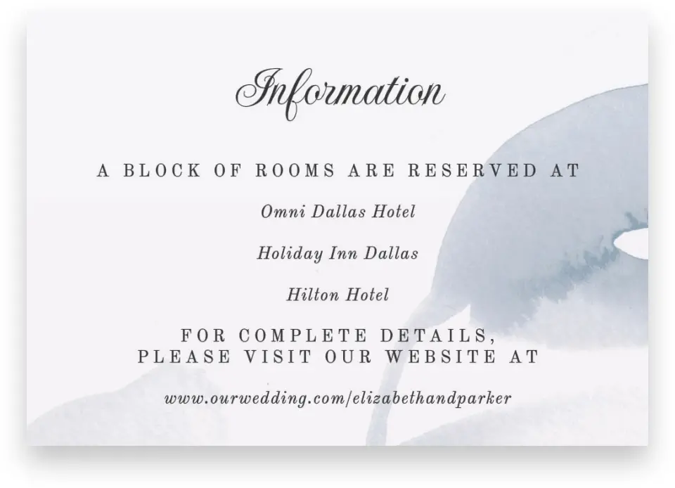 This is a 5" x 3½" Wedding Invitation Enclosure Card called Painted Majesty printed in full color on Premium Smooth paper