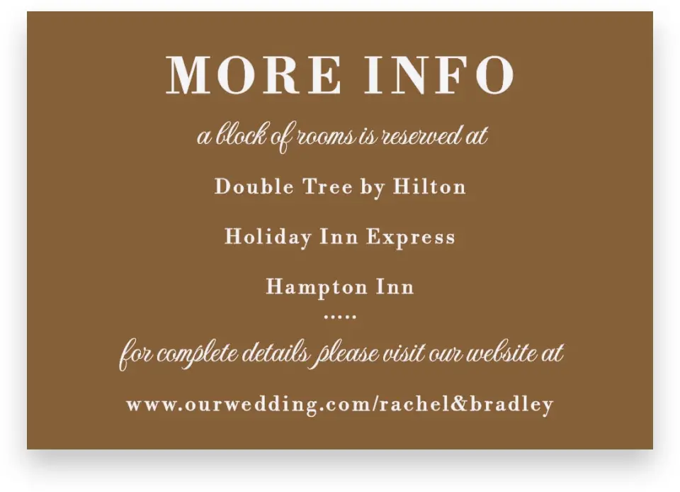 This is a 5" x 3½" Wedding Invitation Enclosure Card called Moody Swashes printed in full color on Premium Smooth paper