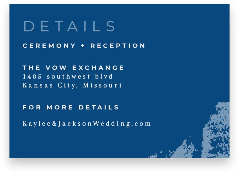This is a 5" x 3½" Wedding Invitation Enclosure Card called Set in Stone printed in full color on Premium Smooth paper