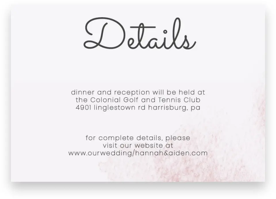 This is a 5" x 3½" Wedding Invitation Enclosure Card called Watercolor Rapture printed in full color on Premium Smooth paper