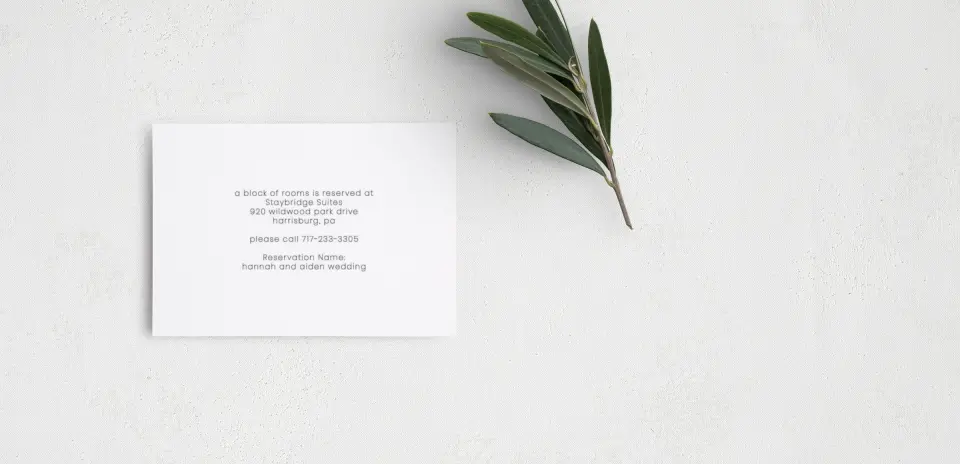Guest Information Card Back View