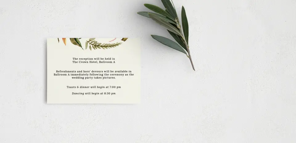Guest Information Card Back View