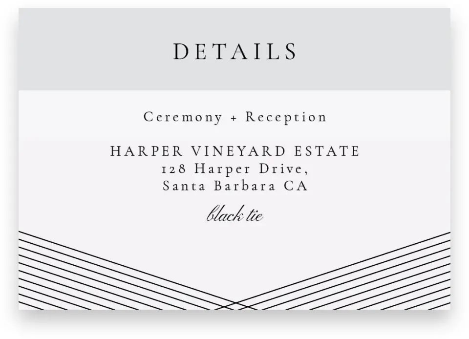 This is a 5" x 3½" Wedding Invitation Enclosure Card called Dearest Lines printed in full color on Premium Smooth paper
