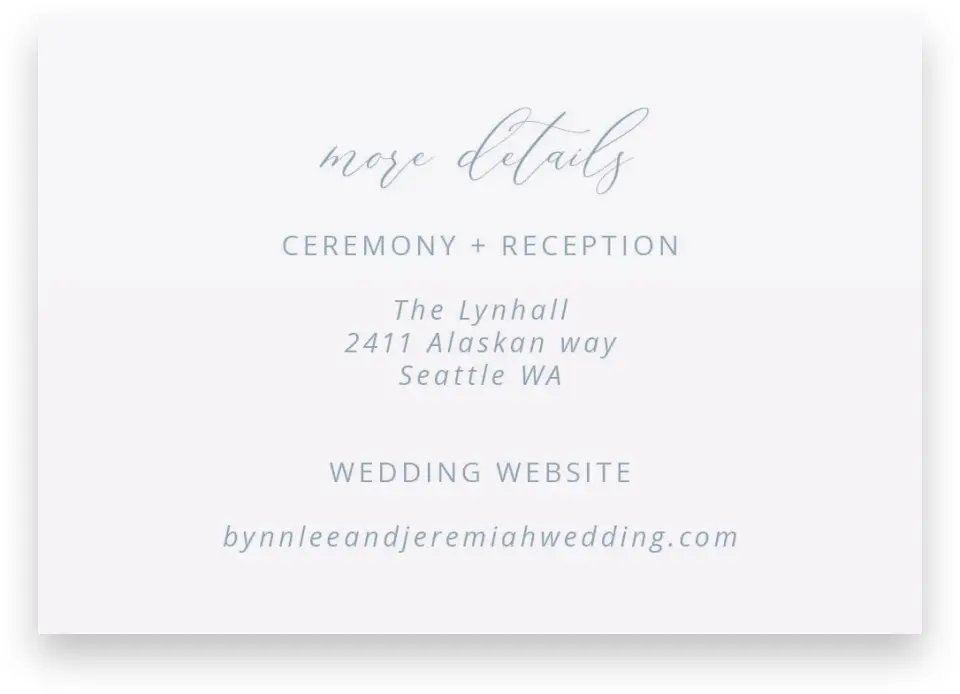 This is a 5" x 3½" Wedding Invitation Enclosure Card called Simple Embrace printed in full color on Premium Smooth paper