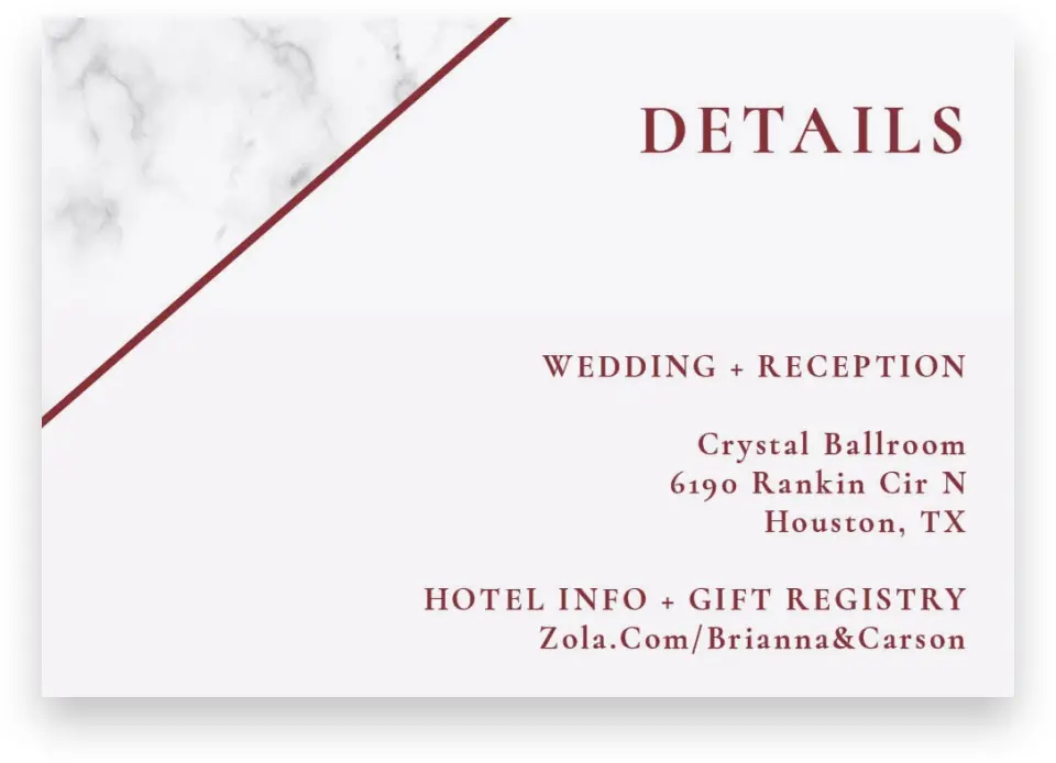 This is a 5" x 3½" Wedding Invitation Enclosure Card called Bold Banner printed in full color on Premium Smooth paper