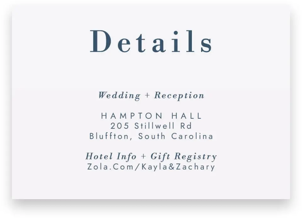 This is a 5" x 3½" Wedding Invitation Enclosure Card called Perfect Picture printed in full color on Premium Smooth paper