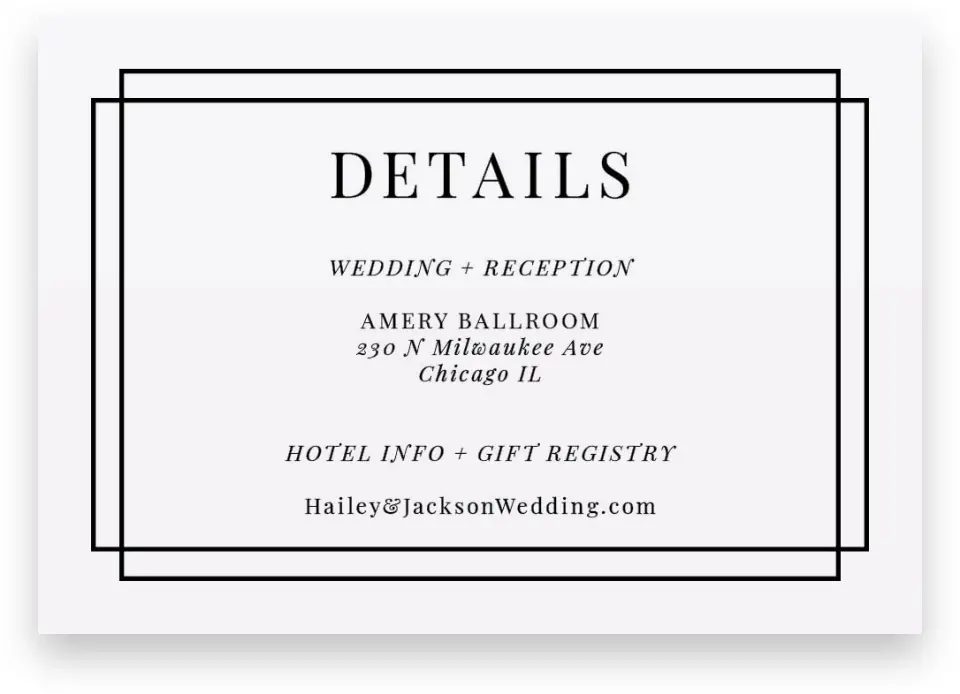 This is a 5" x 3½" Wedding Invitation Enclosure Card called Because You're Mine printed in full color on Premium Smooth paper
