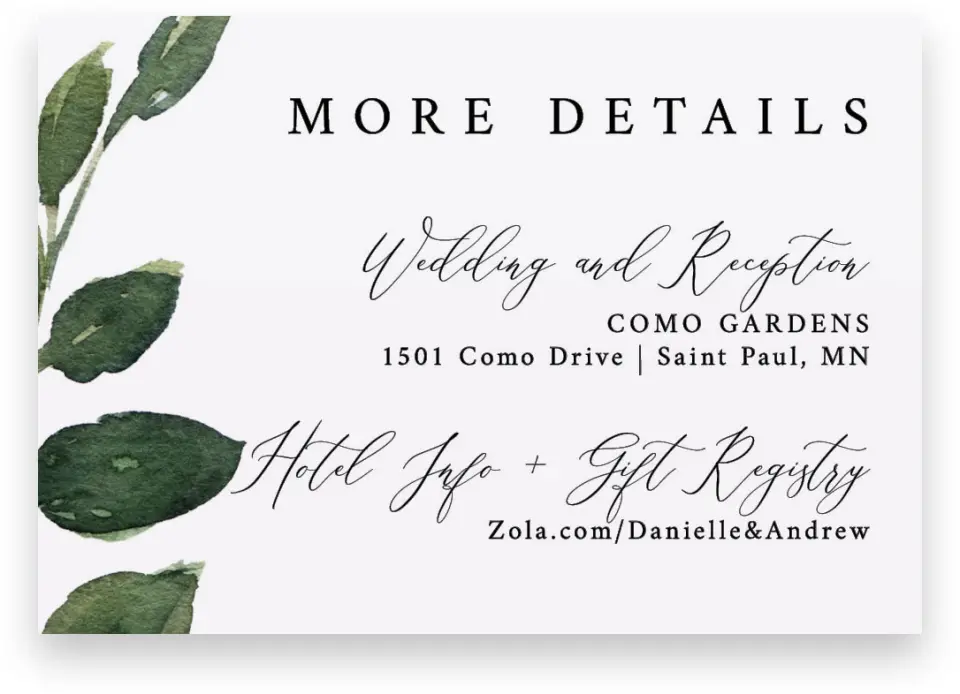 This is a 5" x 3½" Wedding Invitation Enclosure Card called All for Love printed in full color on Premium Smooth paper