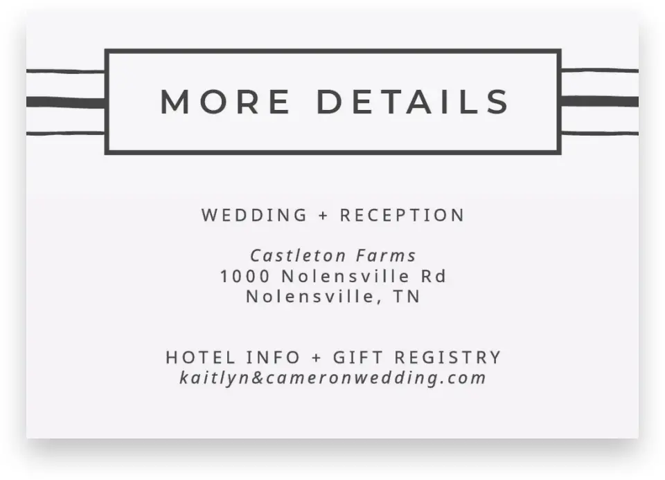 This is a 5" x 3½" Wedding Invitation Enclosure Card called Love on the Line printed in full color on Premium Smooth paper