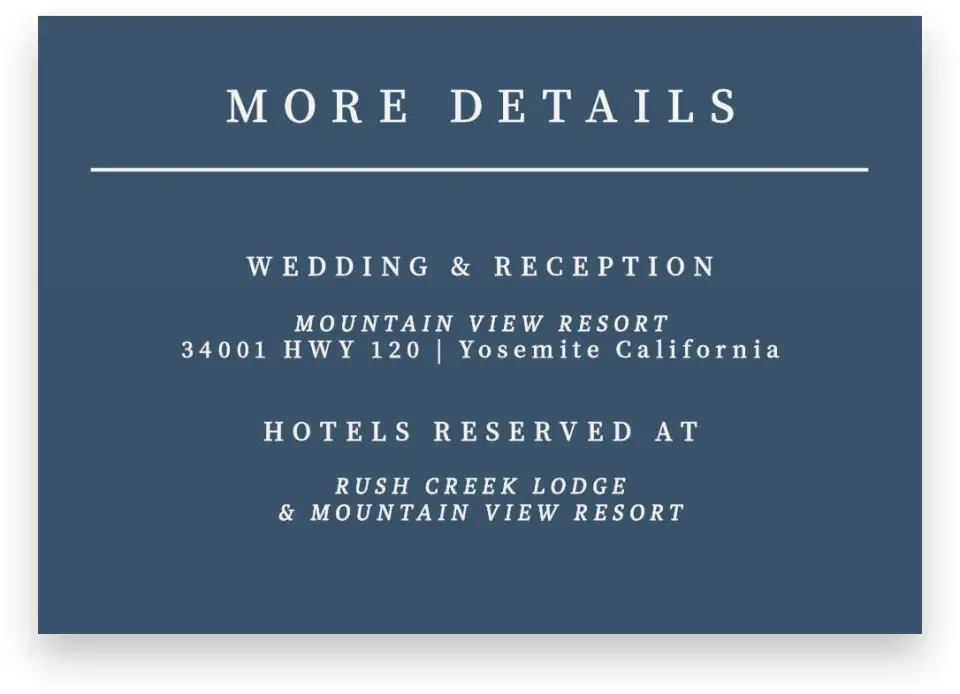 This is a 5" x 3½" Wedding Invitation Enclosure Card called Perfect Peak printed in full color on Premium Smooth paper