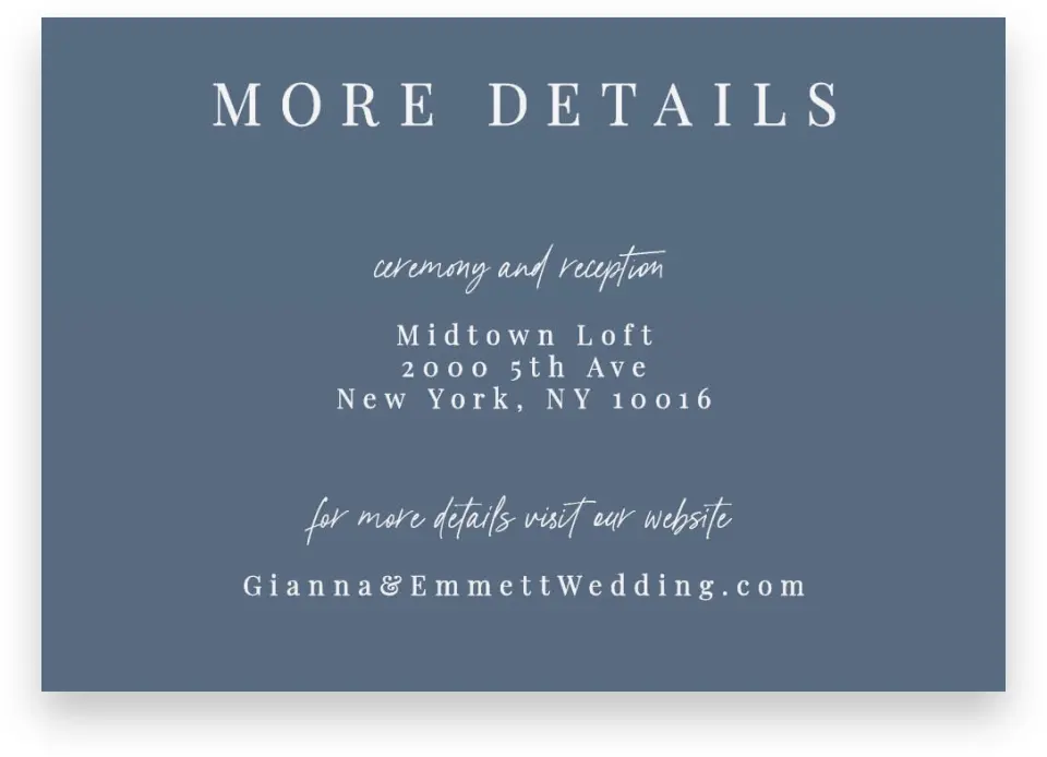 This is a 5" x 3½" Wedding Invitation Enclosure Card called Winter Floral printed in full color on Premium Smooth paper